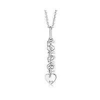 daesar 18k or collier pour les femmes coeur diamant pendentif collier chaîne de platine 45cm (2.6g)