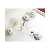 parure de bijoux en or blanc avec perles de diamants