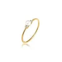 elli diamonds bague femmes fiançailles perle avec diamant (0.03 ct) en or jaune 585