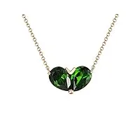 knsam collier cœur romantique tourmaline rouge/vert naturel 1.25cts en or rose 18 carats(au750) cadeau personnalisé pour femme