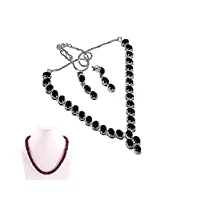 neerupam collection plaqué belle onyx noir diamant oeil rhodium argent boucle d'oreille et collier ensemble sterling pour les femmes