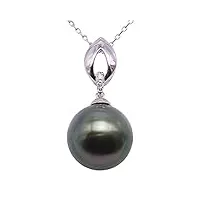 jyx 18k or 12mm collier de perles de culture de tahiti parsemé de diamants