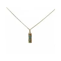 collier pendentif amulette porte bonheur tahitien tiki sagesse et sa chaine 50cm en vrai plaqué or 18k turquoise neuf et avec coffret