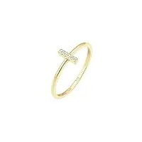 elli premium bague femme croix motif uni avec diamant (0.05 ct.) en or jaune 375