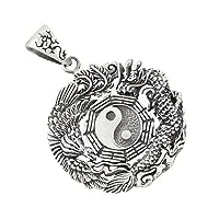 yin yang dragon phénix pendentif en argent 925
