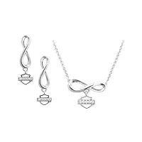 harley-davidson ensemble cadeau collier et boucles d'oreilles infinity pour femmes hds0009-18