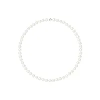 pearls & colors - collier véritables perles de culture d'eau douce rondes 7-8 mm - qualite aa+ - colori blanc naturel - anneau ressort argent 925 - longueur 42 cm - bijou femme classique