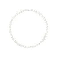 pearls & colors - collier véritables perles de culture d'eau douce rondes 9-10 mm - qualité aa+ - colorie blanc naturel - mousqueton argent 925 millièmes - longueur 42 cm - bijou femme classique