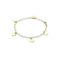 orovi bracelet pour femme en or jaune 14 carats / or 585, chaîne avec cœur, 19 cm, 19 centimeters, dorée