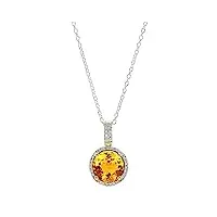 dazzlingrock collection pour femme or jaune 18 k 10 mm rond citrine et diamant blanc pendentif (chaîne argent inclus)