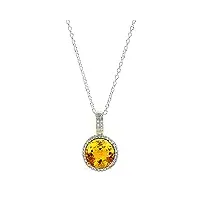 dazzlingrock collection pour femme or jaune 14 k 10 mm rond citrine et diamant blanc pendentif (chaîne argent inclus)