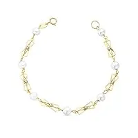 bracelet fille 1ère communion or 18 carats 16 cm perles et zircons