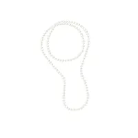 pearls & colors - collier sautoir de perles de culture d'eau douce semi-baroques 9-10 mm - qualite aa+ - colori blanc naturel - longueur 120 cm - bijou femme classique