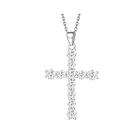 collier croix femme argent 925/1000 croix chretienne religieux pendentif avec chaîne ajustable 45 cm - avec zircone cubique