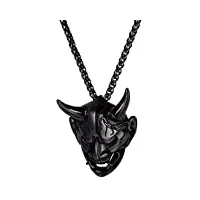 u7 collier homme démon japonais noir pendentif masque de hannya bijou gothique pour garçon