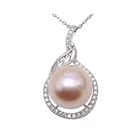 jyx collier de perles 11,5 mm doré rond pendentif perle des mers du sud en or 14 carats