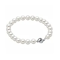 mcpearl akoya bracelet de perles avec fermoir à bille brillant de qualité supérieure en provenance d'allemagne, 19 centimeters, perles d'eau de mer akoya en or blanc 585 véritable, perle