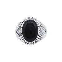 bague argent 925 sterling onyx noir anneau véritable argent femme (no.: mrg-131-03)