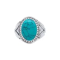 bague argent 925 sterling turquoise anneau véritable argent femme (no.: mrg-131-15)