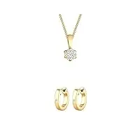 diamore - collier - femme - 925/1000 - 14 k (585) - or jaune - diamant - 0,15 carat - longueur 45 cm - 0103220414_45 + diamore femme argent 925 ronde diamant créoles