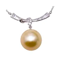 jyx charmant pendentif perle de mer du sud rond 11.5mm en or 14k 18 "