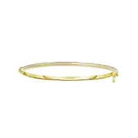 14 k or jaune brillant forme ovale blanc gliter bracelet, 18,4 cm