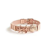 parure likery "oceanlover" | bracelet à breloques avec trois charmes maritimes - coquillages, étoiles de mer, hippocampes | disponible en argent, or, or rose | couleur : or rose