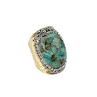 paloma bijoux bague ouverte ajustable - pierre naturelle turquoise véritable - doré à l'or fin (turquoise à facettes)