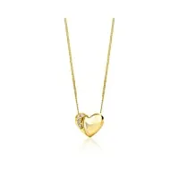 orovi bijoux femme, collier coeur en or jaune avec diamants 0.02 ct coupé brillant 18 kt /750 or chaîne 45 cm