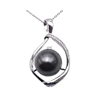 jyx perle 14k or 12,5 mm ronde collier pendentif perle de tahiti 18 "