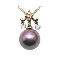 jyx fine or 14 k 10,5 mm noir perle de tahiti ronde pendentif collier 45,7 cm