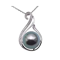 jyx fashion jewelry 14k or 12mm paon rond rond pendentif perle de tahiti 18 "