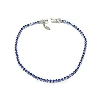 bracelet riviere en or blanc 18k avec 69 zircons bleus, 18,00 cm de long 2 mm de large. poids, 3.60gr boîte de fermeture avec huit sécurités