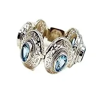 gemsonclick naturel topaze bleue en argent sterling bracelets pour les femmes birthstone bracelet de style l 6.5-8 pouce