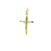 pegaso gioielli – pendentif or jaune 18 carats pendentif croix christ – crocetta biseautée homme femme enfants