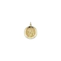 collier avec pendentif en or jaune 14 carats 15 mm poli médaille de saint matthieu bijoux cadeaux pour femme, métal