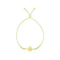 14 k or jaune réglable étoile polaire bolo bracelet de l'amitié, 23,5 cm