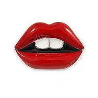 avalaya broche en forme de lèvres en émail rouge en métal argenté – 37 mm de diamètre