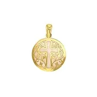 jouailla - médaille ajourée croix avec nacre en or 750/1000 (305006)