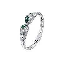 jade angel bracelet manchette ouvert rétro en argent sterling et oxyde de zirconium vert pour femme