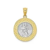 collier avec pendentif médaille de saint christophe en rhodium blanc 14 carats, métal