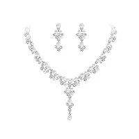 ever faith cristal perle artificielle luxe mariage floral drop collier+boucles d'oreilles parures clair ton d'argent