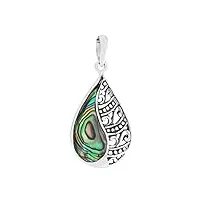 erce coquillage paua abalone pendentif forme goutte argent 925/1000