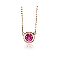 anazoz collier femme or rose 18 carats rubis*0.28ct rouge rond/vs1-vs2