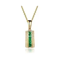 anazoz collier femme or jaune 18 carats Émeraude*0.5ct vert princesse/vvs1-vvs2