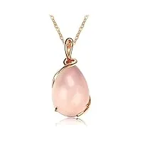 anazoz collier femme or rose 18 carats mariage quartz rose*14.65ct*vs rose cadeau noël