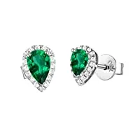 boucles d'oreilles or rose 18 carats mariage Émeraude*0.5ct*vs1 vert diamant*32pcs*0.096ct*si cadeau noël