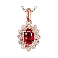 anazoz collier femme or rose 18 carats mariage rubis*0.5ct*vs rouge diamant*12pcs*0.036ct*si cadeau noël