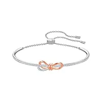 swarovski bracelet-jonc lifelong bow femme, noeud, cristaux blancs brillants et finition mix de métal, taille m