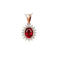 anazoz collier femme mariage or rose 18 carats rubis*0.6ct rouge diamant cadeau noël
